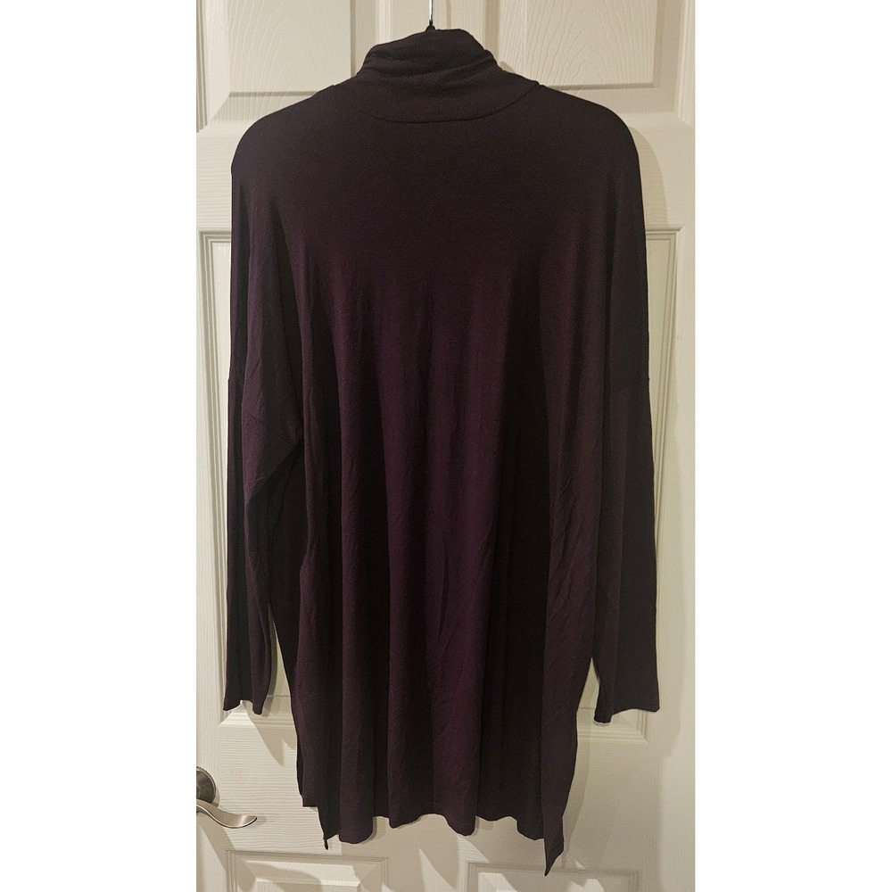 Eileen Fisher XL Eggplant Turtleneck Tunic Top Oversized Stretch Knit Purple - Picture 5 of 5